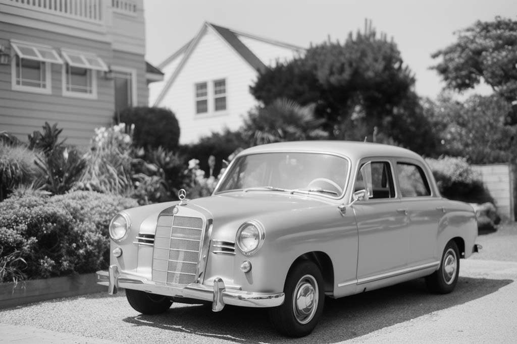 Schwarz-Weiß Bild Daimler Benz